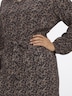 Webkleid Webkleid mit Minimalprint und Bindegürtel Langarm