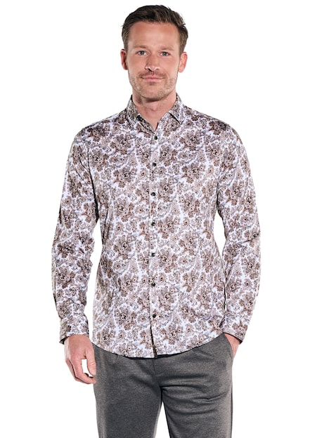 Herren Hemd langarm , Braun