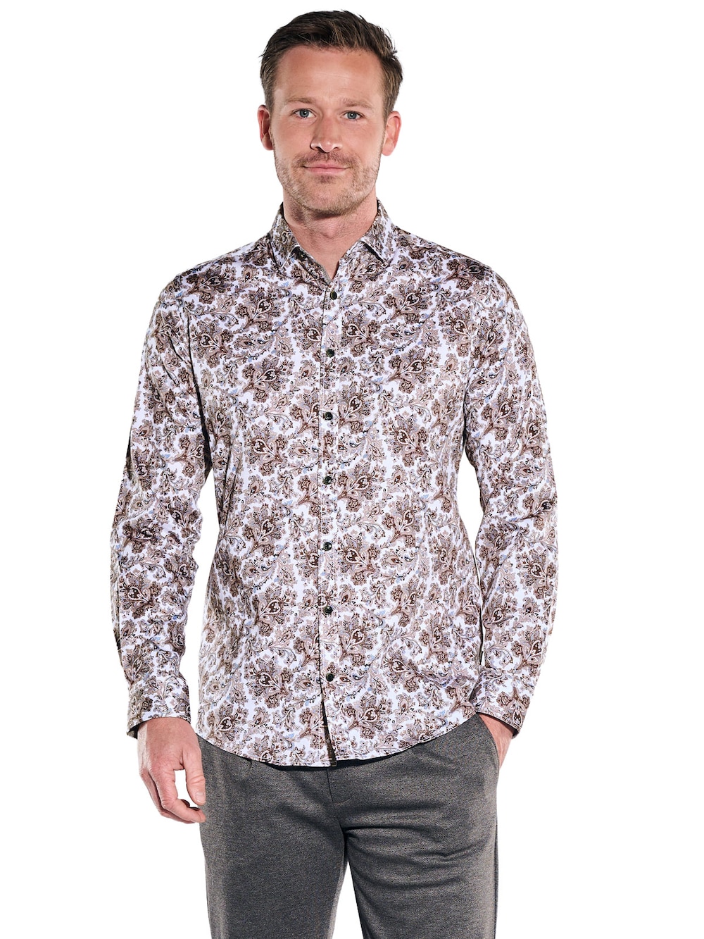 Herren Hemd langarm , Braun