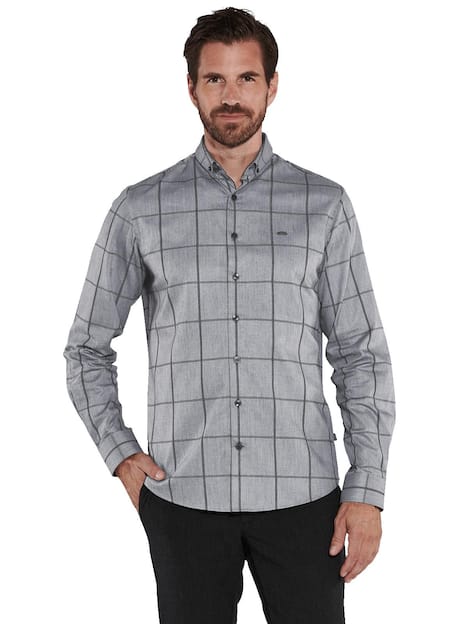 engbers Herren Langarm-Hemd kariert , Grau