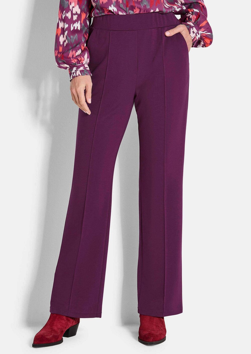 Broek met elastische band en biesjes