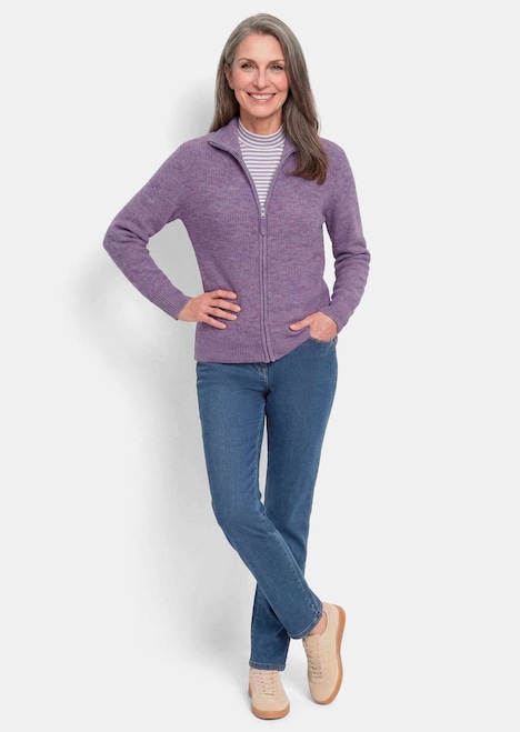 Melange-Cardigan mit Reißverschluss