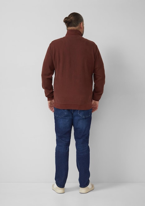 Strukturierte Sweatshirtjacke mit Stehkragen