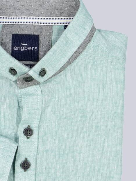 engbers Herren Kurzarm-Hemd mit Leinenanteil , Dunkelgruen