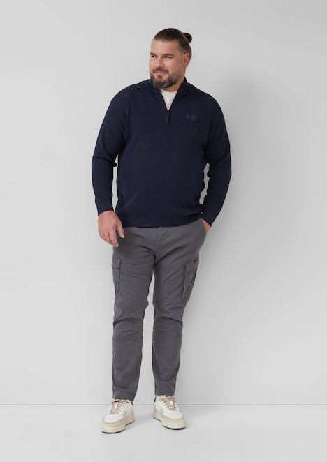 Pullover aus Strukturstrick mit Troyer-Kragen