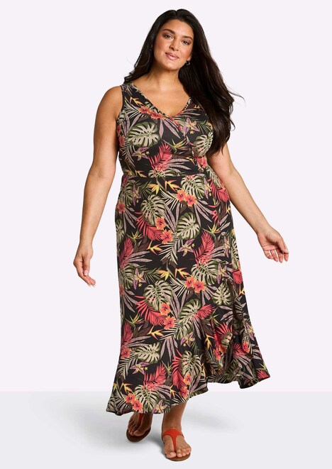 Jersey-Kleid Ärmellos Ohne Kragen