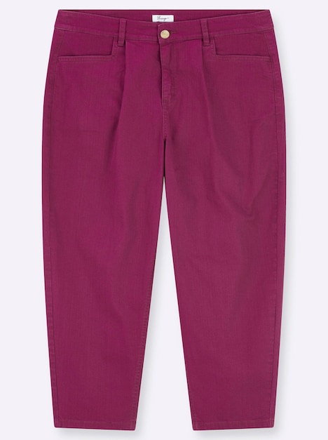 Twill-Hose Bundfaltenhose aus Twill, mit Barrel-Leg normal Elastische Einsätze