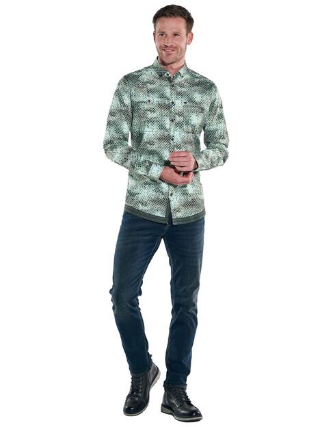 engbers Herren Langarm-Hemd gemustert , Dunkelgruen