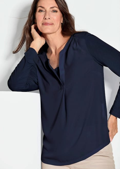 GOLDNER Blouseshirt Blouseshirt met chiffon inzet