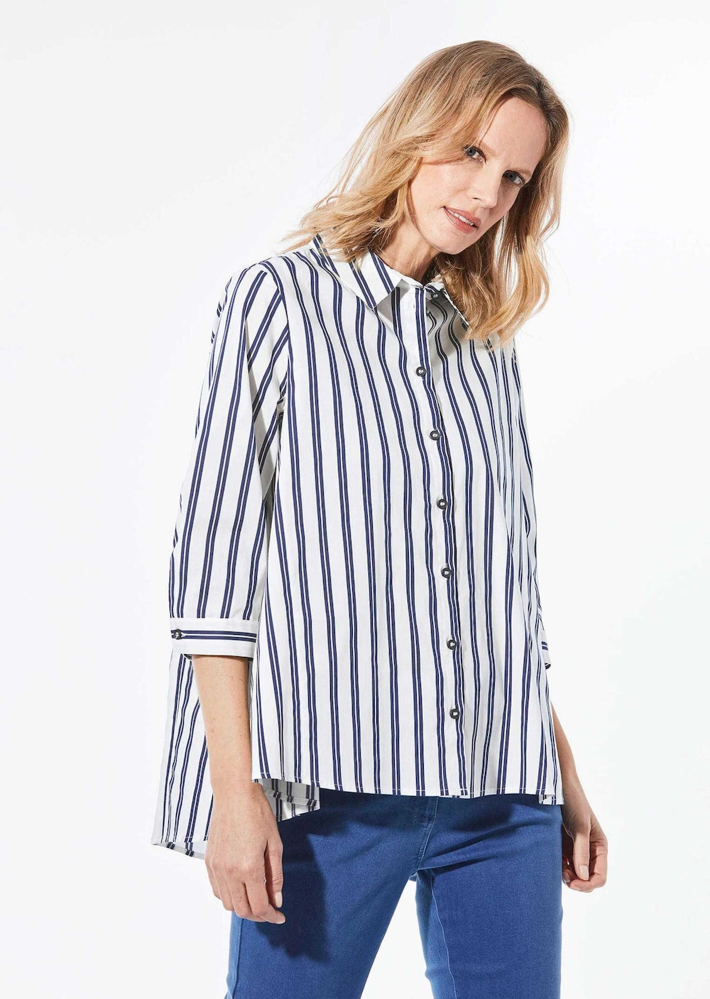 Bluse Schlichte Baumwoll-Bluse mit 3/4-Arm