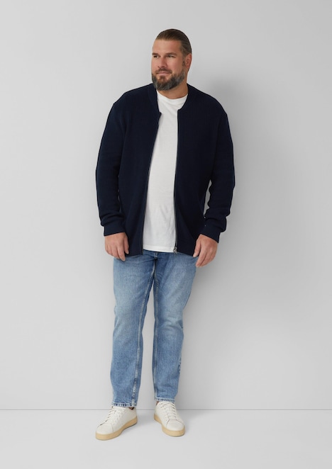 Strickjacke mit Bomberkragen und Zwei-Wege-Reißverschluss
