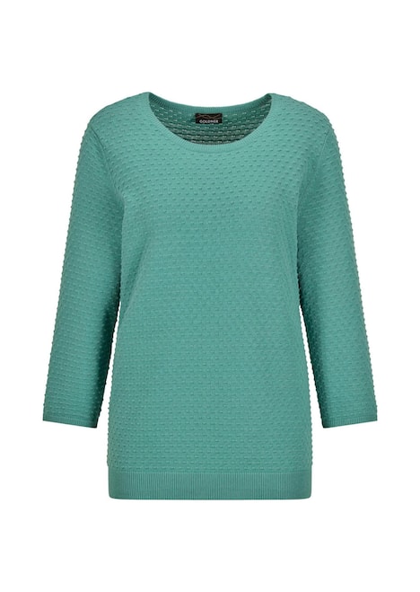 Halbarm Baumwollpullover mit Struktur