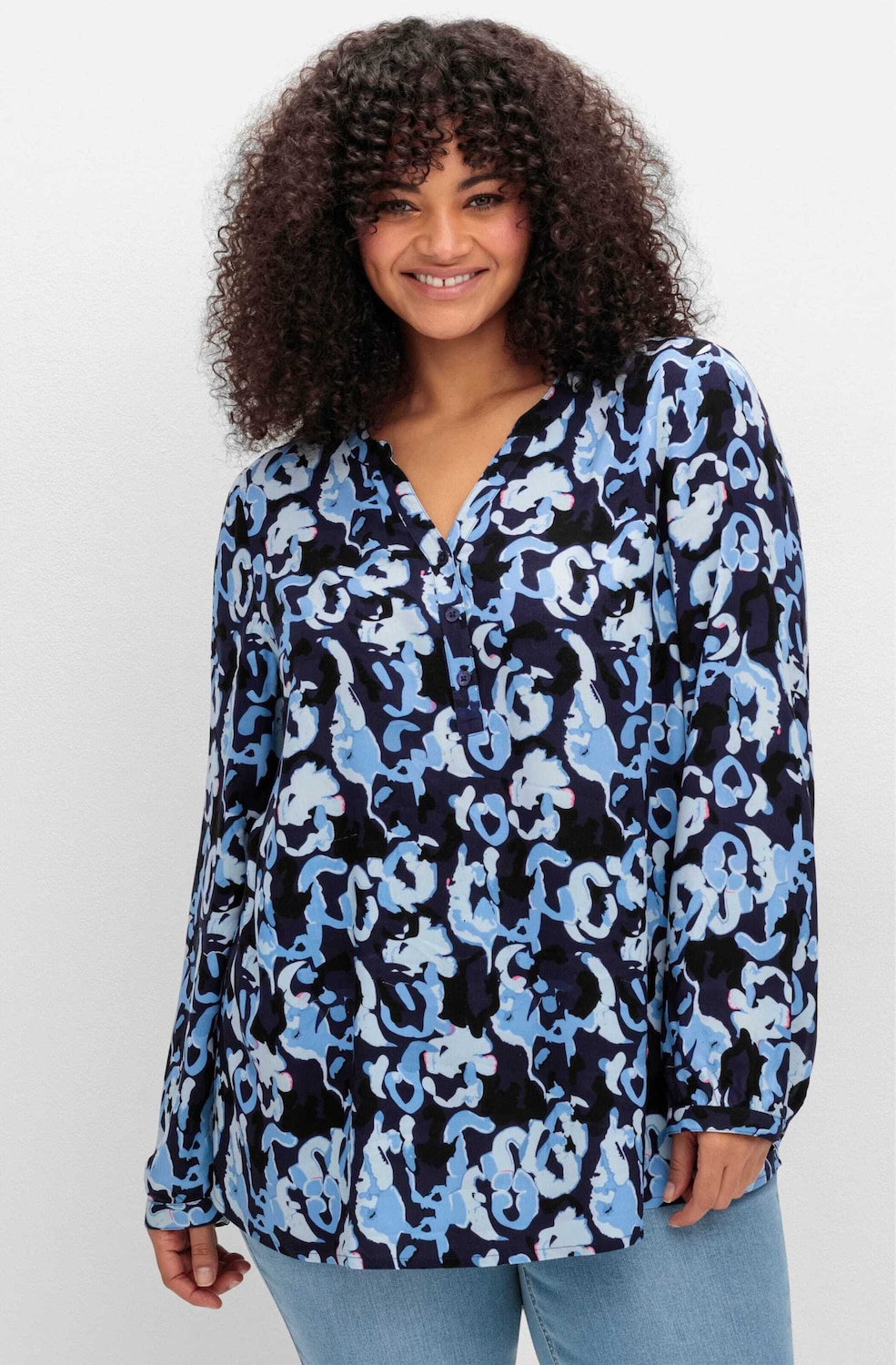 Tunika Langarm Blumen