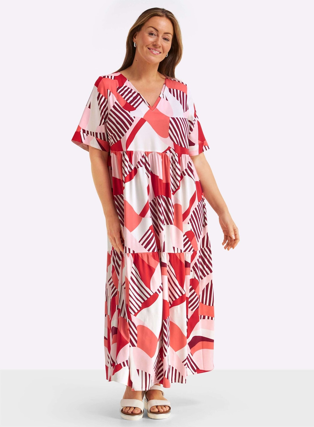 Kleid Kurzarm Ohne Kragen