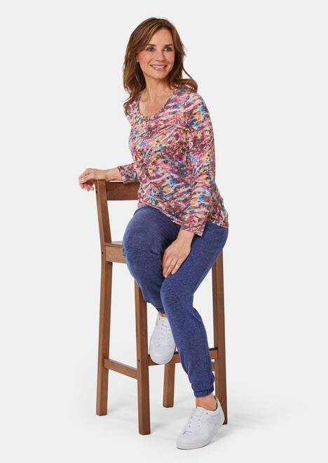 Langarmshirt mit Rundhals, Ausbrenner