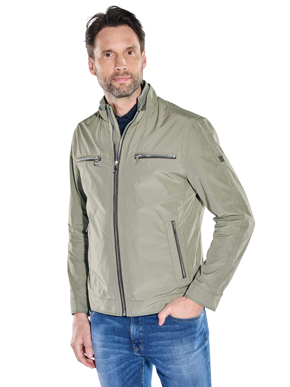 Herren Sportive Jacke mit dezentem Glanz , Khaki