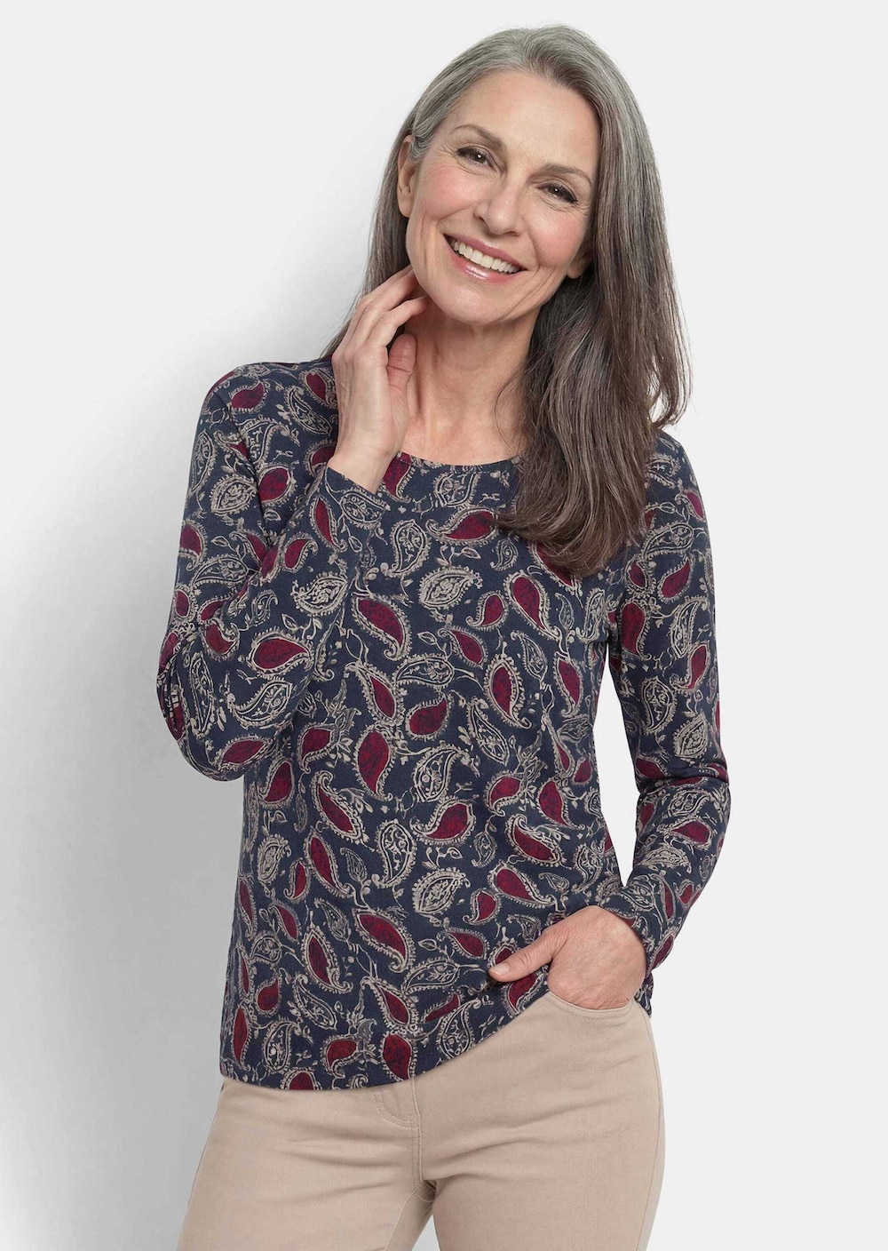 Viskoseshirt mit Paisley-Druck