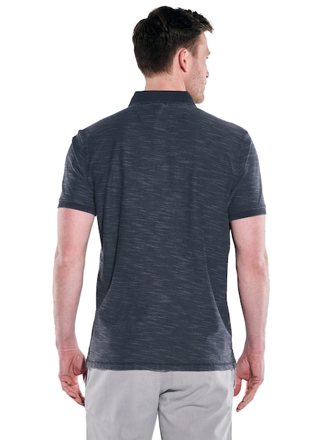 Herren Polo-Shirt meliert , Saphirblau