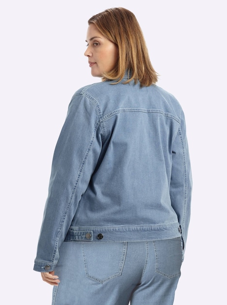 Jeansblazer Jeansjacke in Blousonform Langarm Umlegekragen