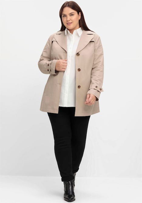Trenchcoat Langarm Uni Reverskragen
