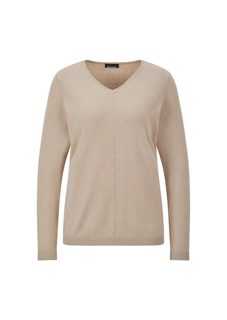 Baumwollpullover mit V-Ausschnitt