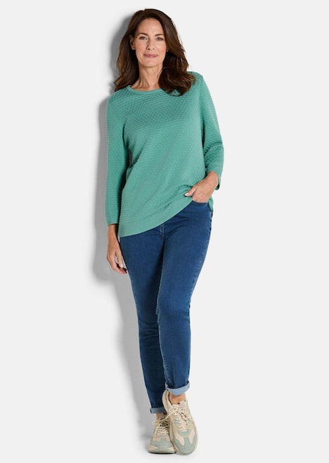 Halbarm Baumwollpullover mit Struktur