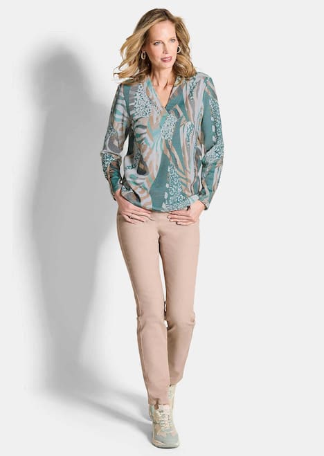 Langarm Printshirt mit V-Ausschnitt