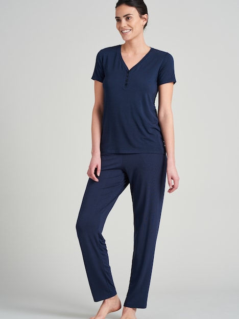 Schiesser Damen T-Shirt Mix+Relax - blue
