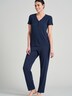 Schiesser Damen T-Shirt Mix+Relax - blue