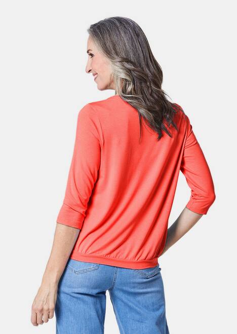 Chiffon-Shirt mit 3/4-Arm, Rundhals