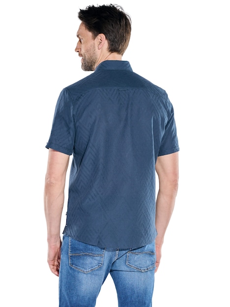 Herren Kurzarmhemd mit Jacquard-Musterung , Saphirblau