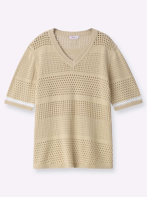 Halbarm-Pullover Kurzarm Ajour