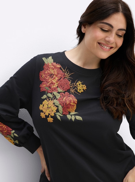 Sweatshirt Sweatshirt mit Blüten-Applikationen Langarm keine Angabe