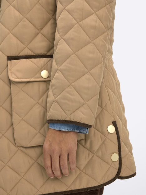 Steppjacke Steppjacke mit Cord-Akzenten Langarm Umlegekragen