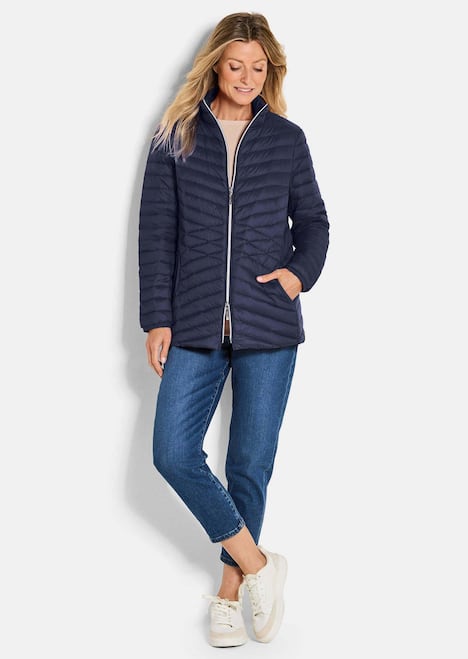 Herbstjacke mit Daunen, Stehkragen