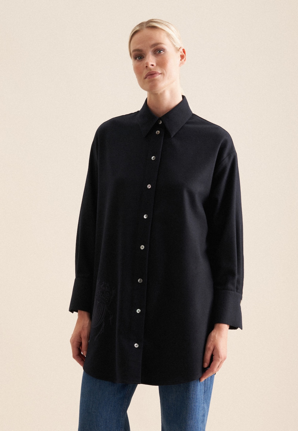 Damen Longbluse - Uni Melange