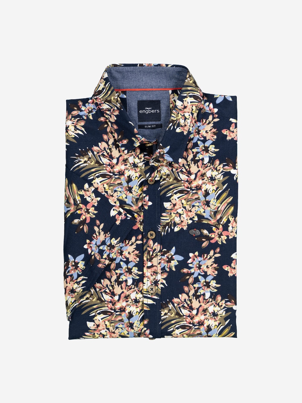 Herren Kurzarm-Hemd gemustert , Saphirblau