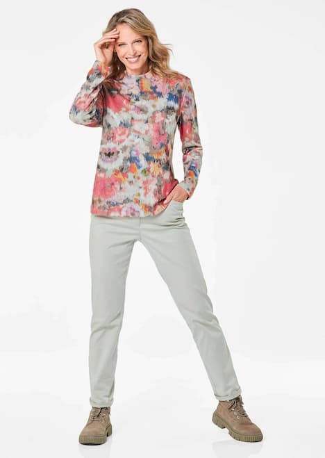 Langarmshirt mit Stehkragen, Jersey