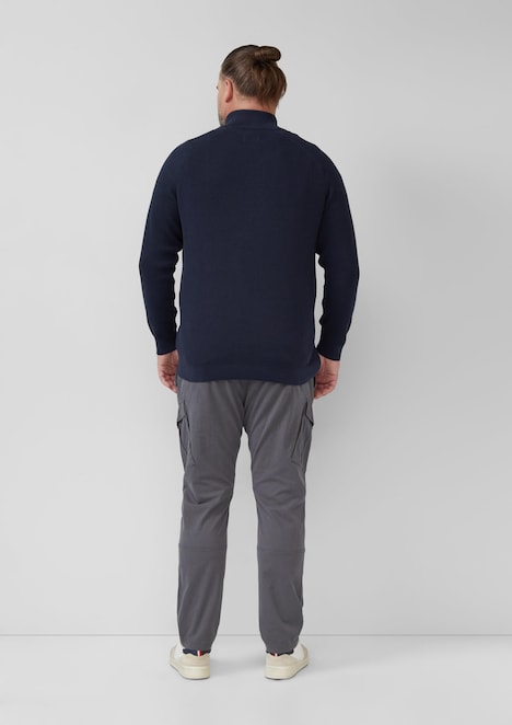 Pullover aus Strukturstrick mit Troyer-Kragen