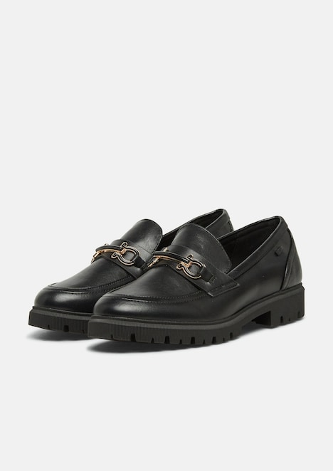 Loafer in Leder-Optik mit Schmuck-Detail