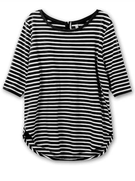 Longshirt 3/4-Arm Streifen Ohne Kragen