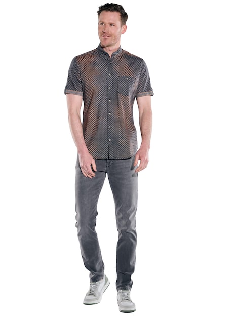 Herren Kurzarm-Hemd gemustert , Orange