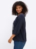 Sweatshirt Sweatshirt mit Frontprint und Häkelblumen 3/4-Arm Ohne Kragen