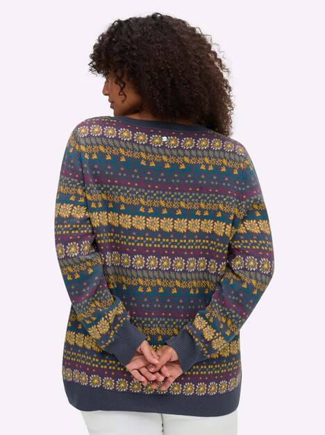 Pullover Langarm Jacquard Sonstiges Muster Ohne Kragen