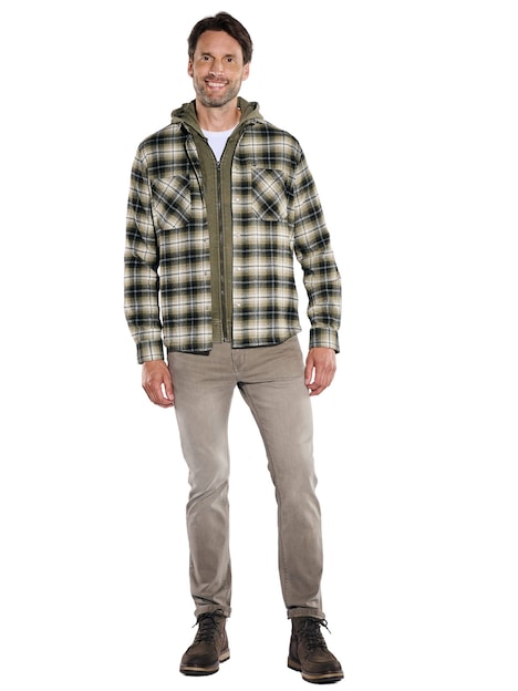 Herren Flanell-Overshirt , Oliv