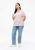 Gestreiftes Jersey-T-Shirt mit V-Ausschnitt
