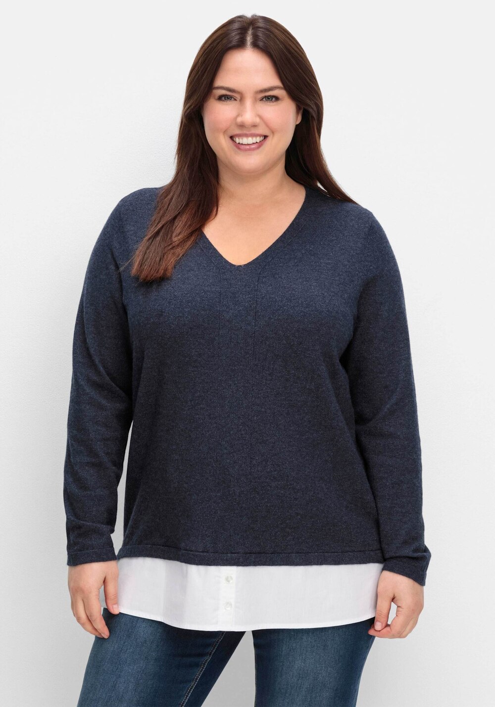 Strickpullover Langarm Uni Ohne Kragen