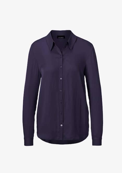 GOLDNER Blouse. Puur katoen Overhemdblouse met doorlopende knopenlijst