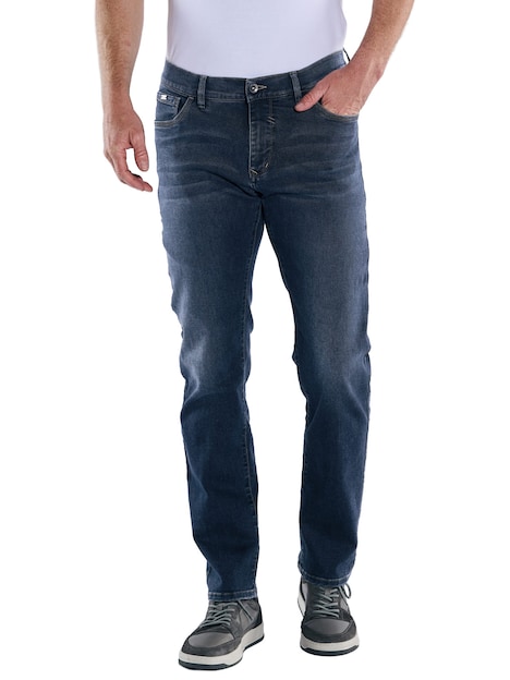 Herren Jeans 5-Pocket Superstretch , Mittelblau