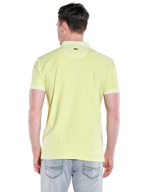 Herren Polo-Shirt strukturiert , Hellgelb